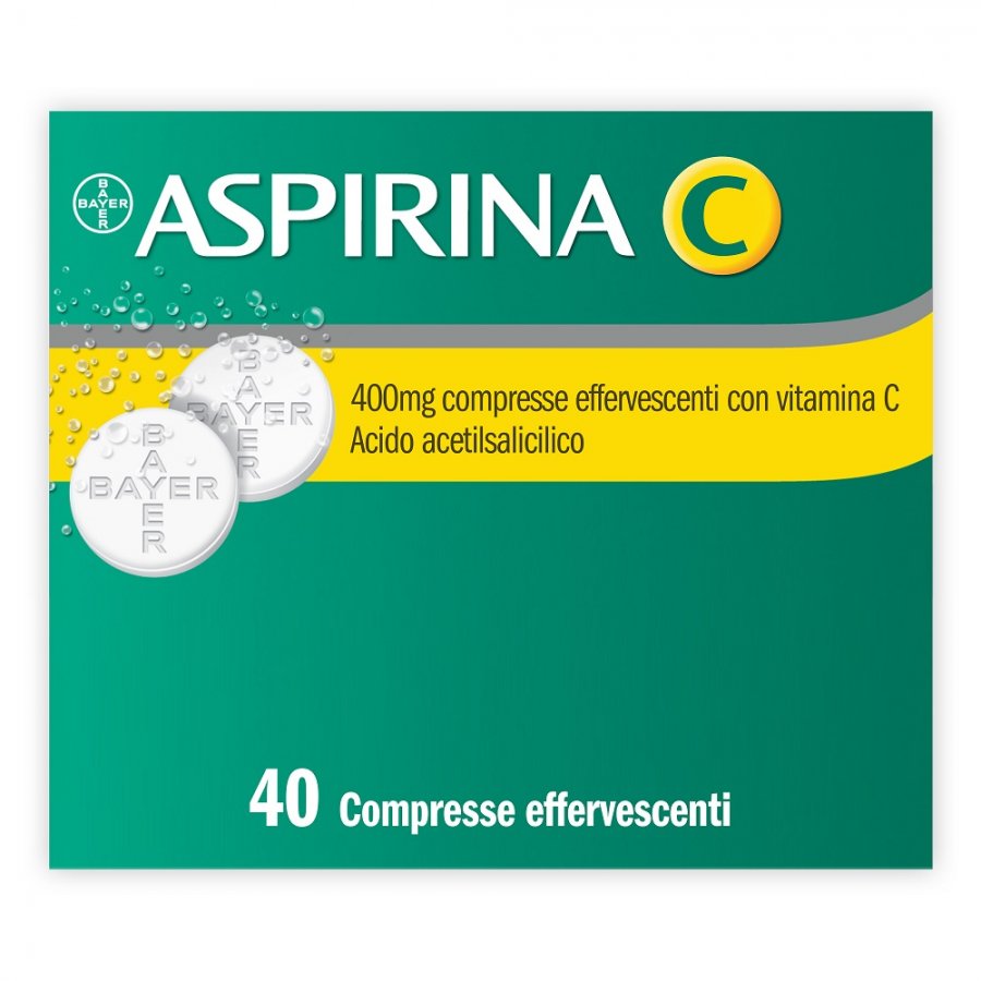 Aspirina C - Contro i Primi Sintomi di Influenza e Raffreddore - 40 Compresse Effervescenti 400+240mg