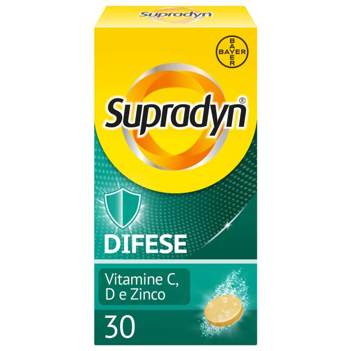 Supradyn Difese Adulto Integratore per il Sistema Immunitario, con Vitamina C, D e Zinco, 30 Compresse Eff