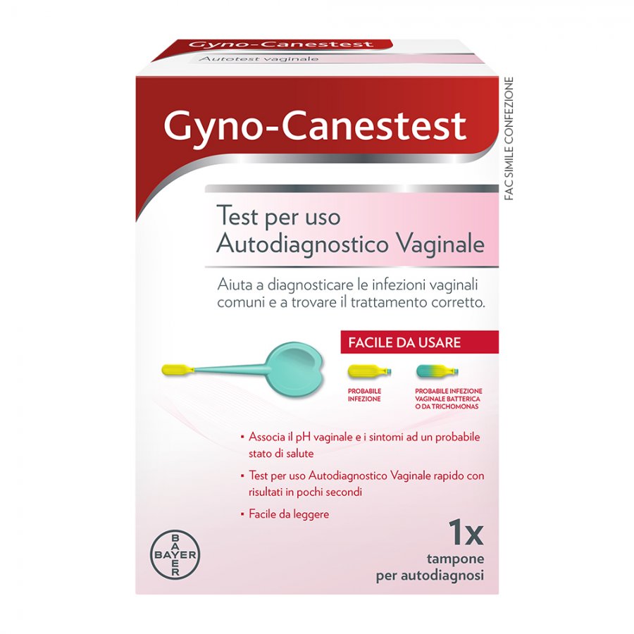 Gyno-Canestest Autotest Vaginale per Diagnosticare Infezioni Vaginali - Candida e Vaginosi Batterica - Risultati in Pochi Secondi, 1 Tampone