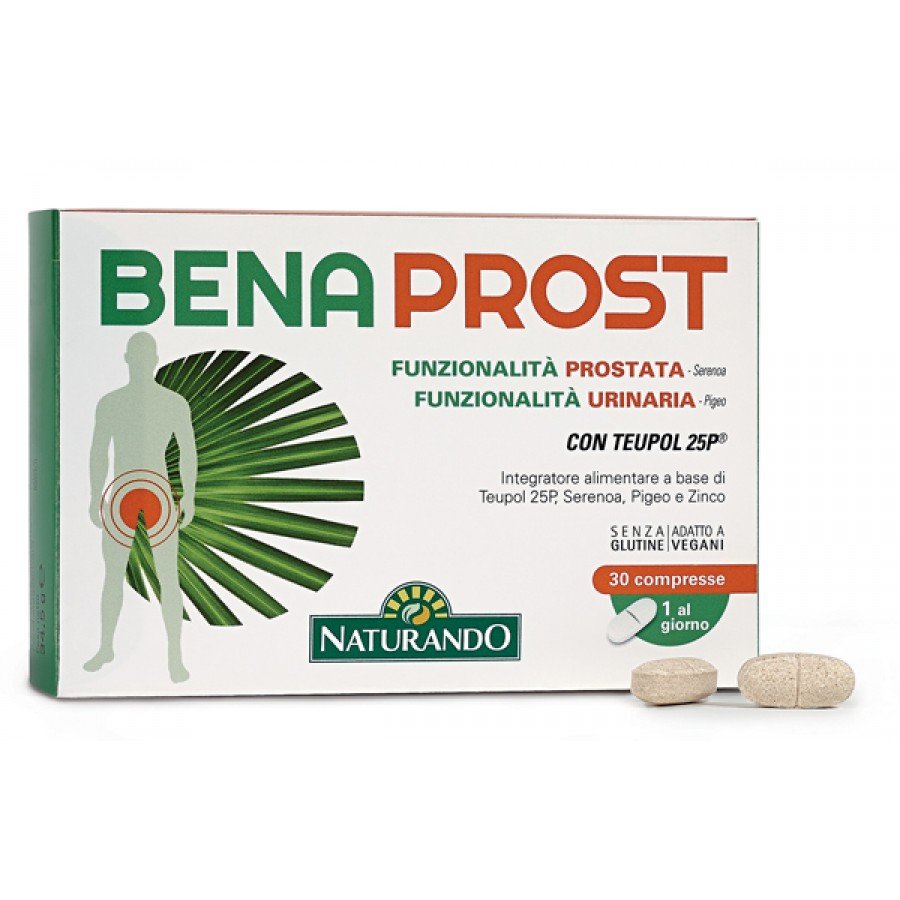 Naturando Benaprost Con TEUPOL 25P e Serenoa - Integratore per la Salute della Prostata, 30 Compresse