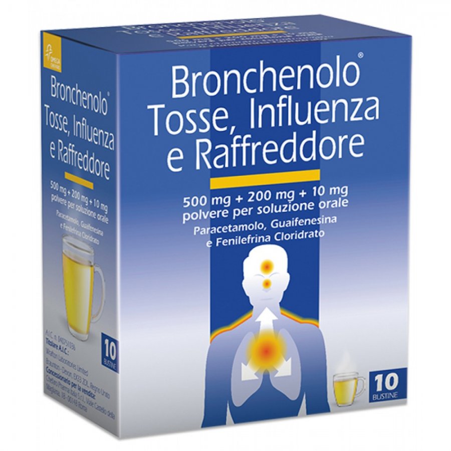 Bronchenolo Tosse Influenza Raffreddore 10 Bustine Polvere per Soluzione Orale