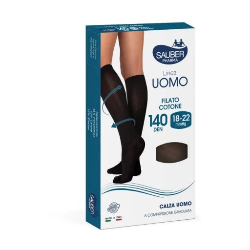 Calza Uomo Cotone 140 Denari Nero Taglia S/M - Calza in Cotone per Uomo - 1 Paio