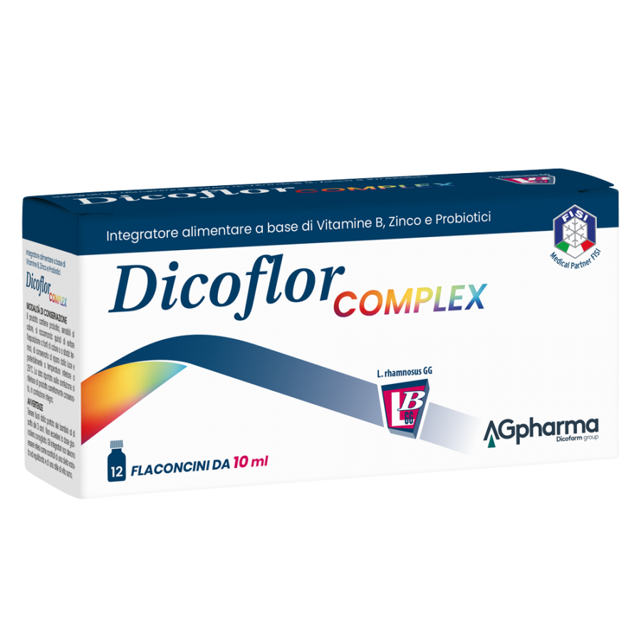 Dicoflor Complex Integratore Alimentare Vitamine B, Zinco, Probiotici 12 Flaconcini Monodose - Equilibrio Intestinale