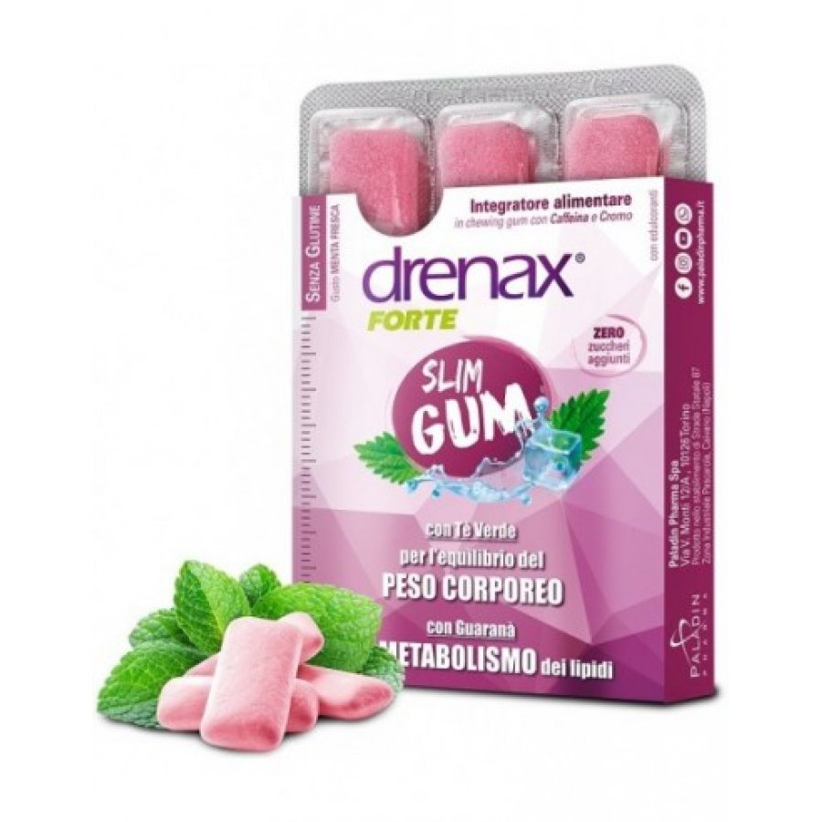 Drenax Forte Slim Gum 9 Chewing Gum Dimagranti - Integratore per la Gestione del Peso