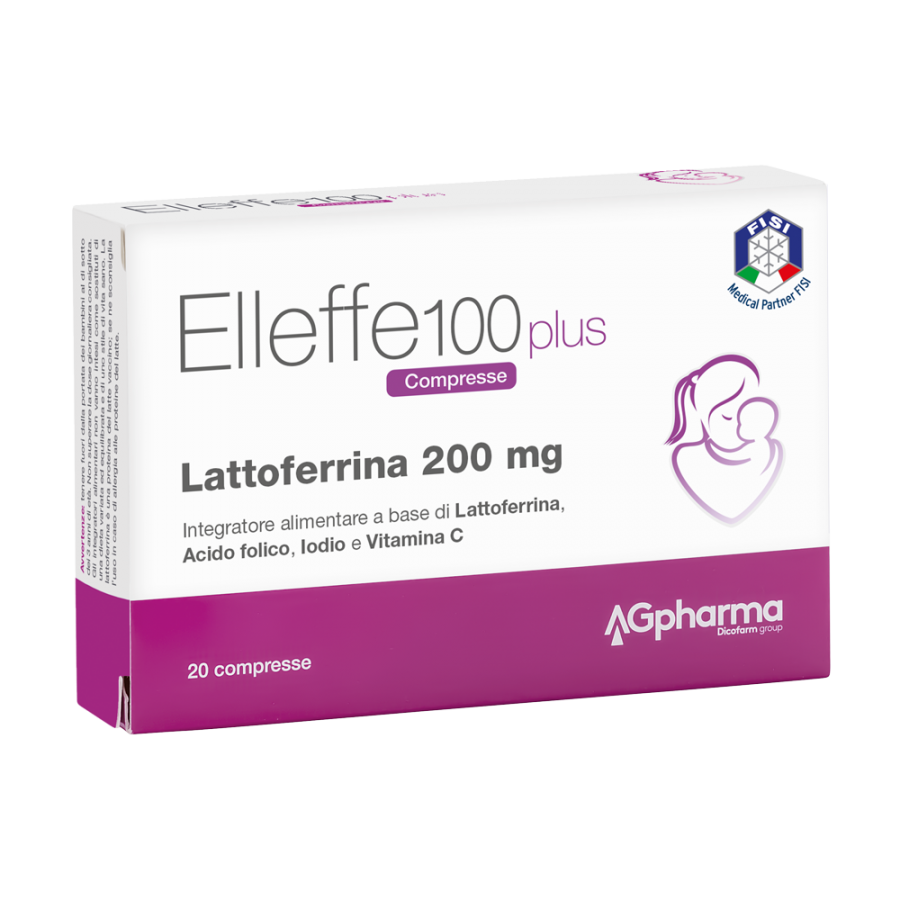 Elleffe 100 Plus - Integratore Alimentare 20 Compresse: Lattoferrina, Acido Folico, Iodio e Vitamina C