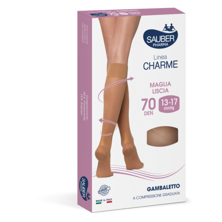 Linea Charme Gambaletto 70 Denari Colore Camel Taglia 4 - Gambaletto a Compressione Graduata