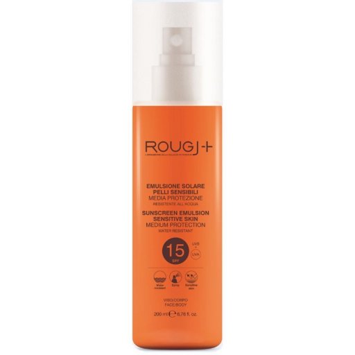 Rougj Solare Emulsione Pelli Sensibili SPF15 200ml - Protezione Media per un'Abbronzatura Sicura