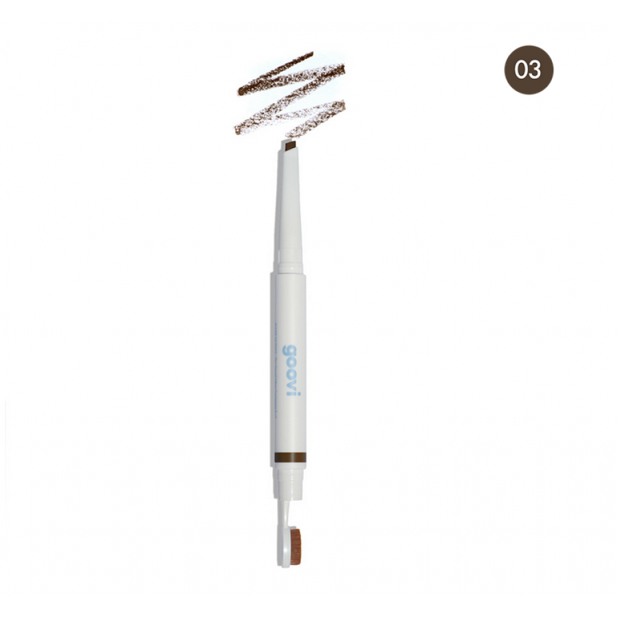 Goovi Matita Sopracciglia con Kabuki 03 Brown - Retrattile, Texture Scorrevole, 0,5g