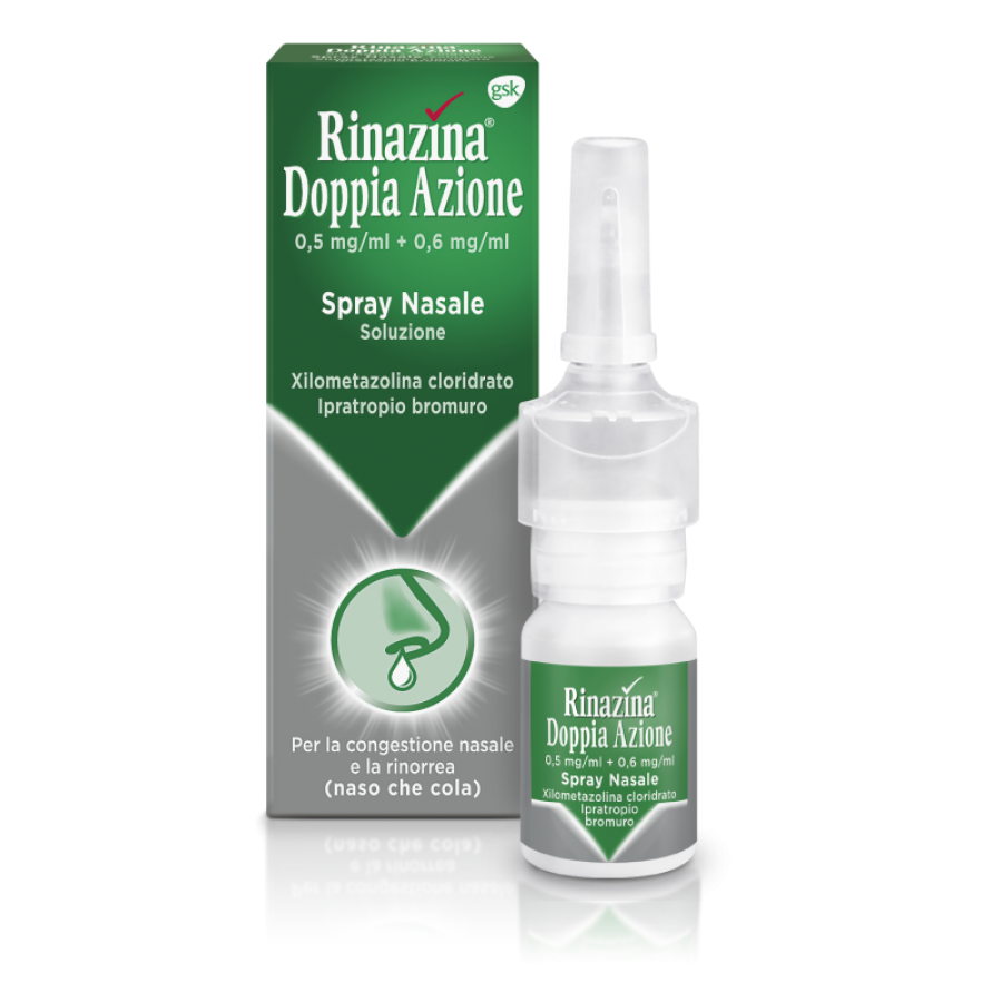 Rinazina - Spray Nasale Doppia Azione 10ml - Congestione Nasale e Rinorrea