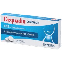 Dequadin Compresse, Antibatterico e Antimicotico, 20 Compresse per Trattamento Faringite, Stomatite e Angina