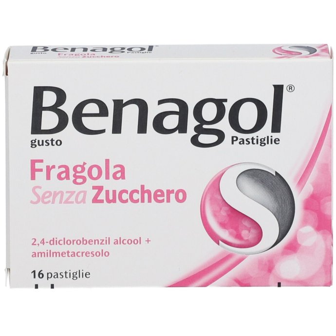 Benagol - 16 Pastiglie Gusto Fragola Senza Zucchero, Lenitivo per la Gola
