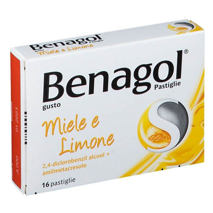 Benagol - 16 Pastiglie Gusto Miele-Limone, Lenitivo per la Gola