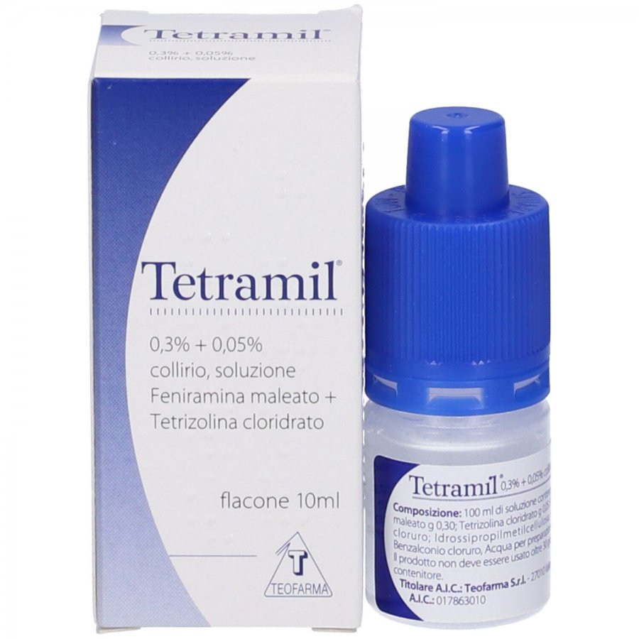 Tetramil Collirio 10ml - Antistaminico e Decongestionante per Occhi Irritati e Arrossati