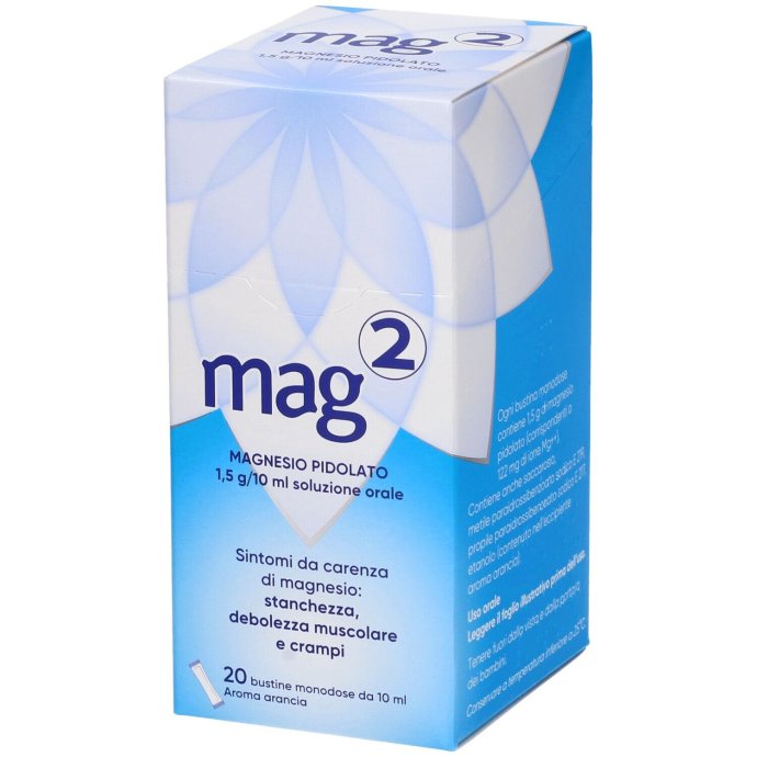 Mag 2, Magnesio Pidolato 1,5g/10ml, 20 Bustine Mag 2, Magnesio Pidolato 1,5g/10ml, 20 Bustine