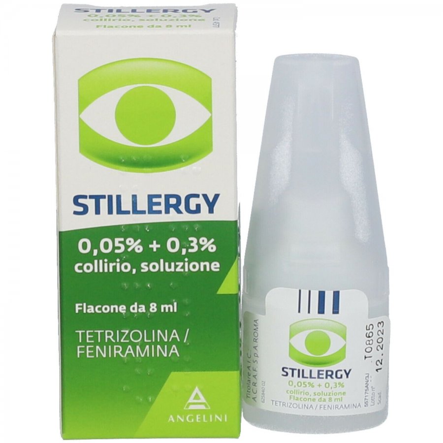 Angelini Stillergy Collirio 0,05%+0,3% Flaconcino 8ml - Decongestionante Antiallergico per Occhi Irritati