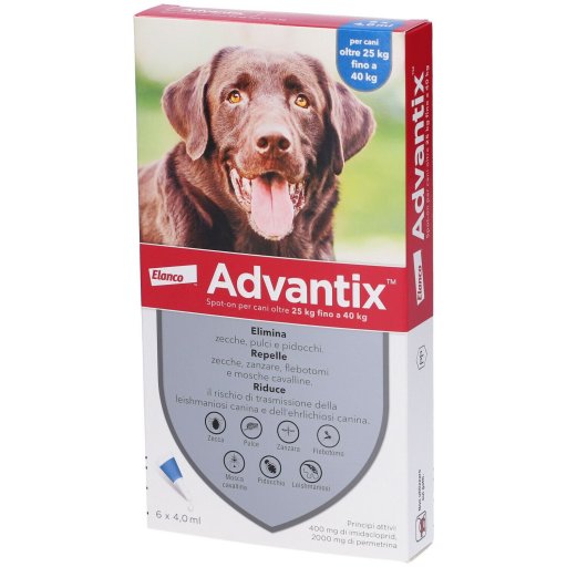 Advantix Spot On per Cani da 25-40 Kg - 6 Pipette - Protezione Antiparassitaria Efficace