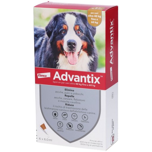 Advantix Spot On per Cani da 40-60 Kg -6 Pipette - Protezione Antiparassitaria Efficace