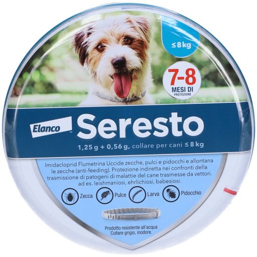 Bayer, Seresto Collare Antiparassitario 1.25 g + 0.56 g per Cani, 1-8 kg