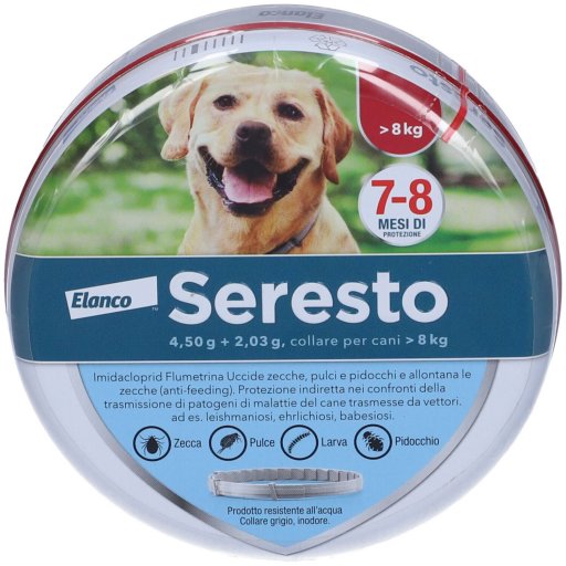 Bayer Seresto Collare Antiparassitario per Cani Superiore a 8 Kg – Protezione da Pulci e Zecche, 8 Mesi di Durata