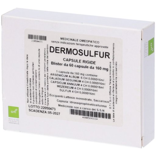 Oti Dermosulfur Composto 60 Capsule, Medicinale Omeopatico per Pelle e Vie Respiratorie, Rimedi Naturali