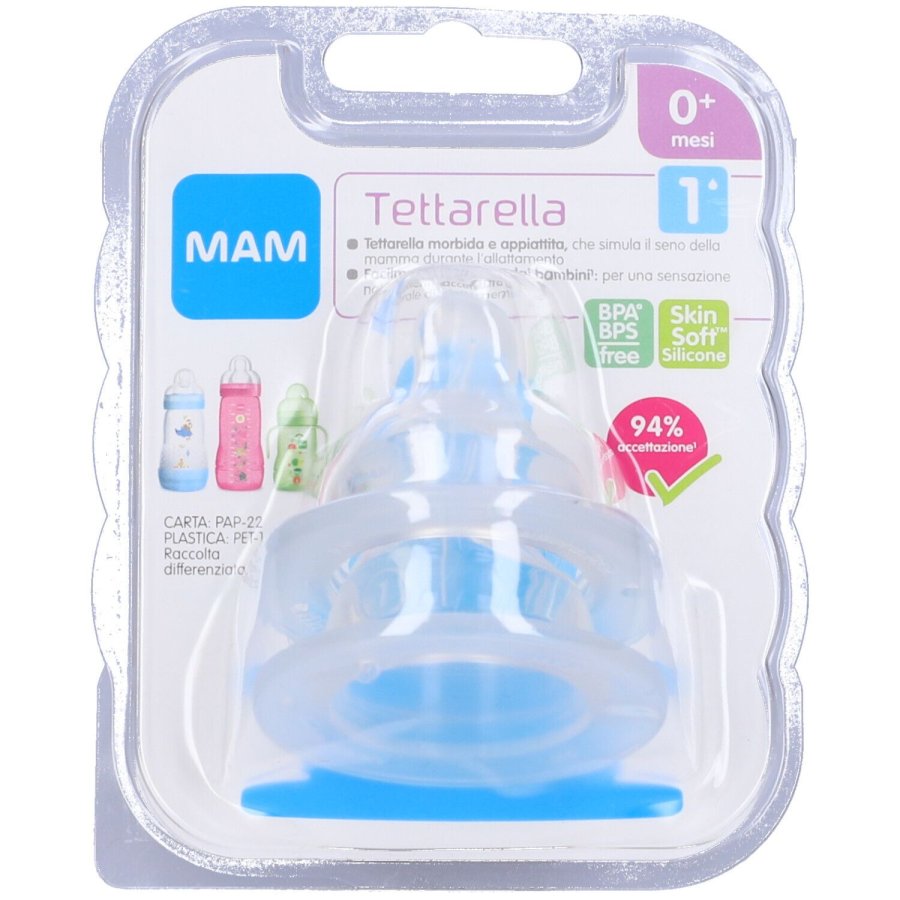  MAM Tettarelle Silicone Misura 1 0+ Mesi 2 Pezzi Ricambio Biberon Neonati