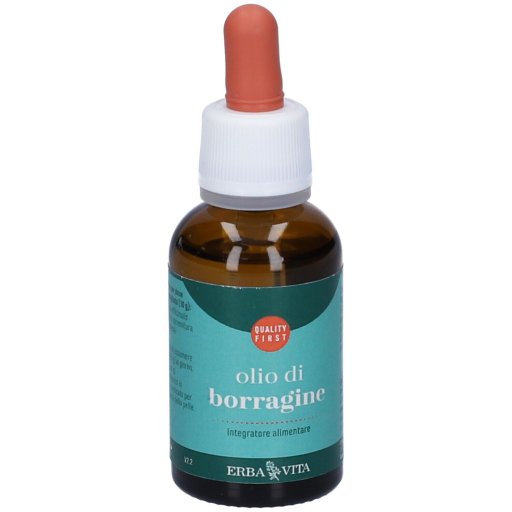 Olio di Borragine, Erba Vita, Integratore Alimentare, 30ml, Pelle, Benessere