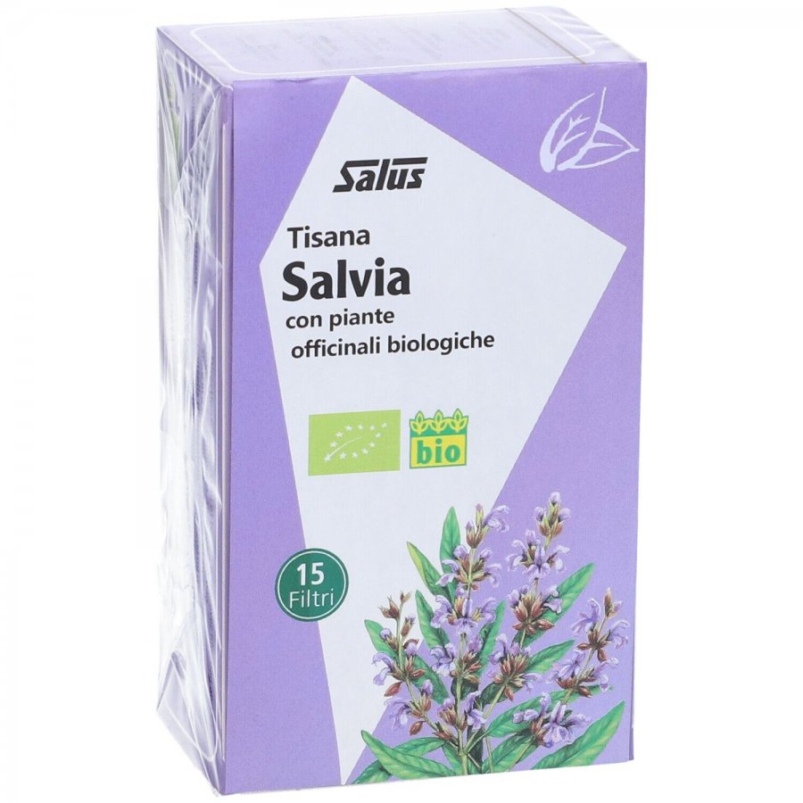 Saluz Tisana Salvia, 15 Bustine, Biologica, Benessere Digestivo e Gola
