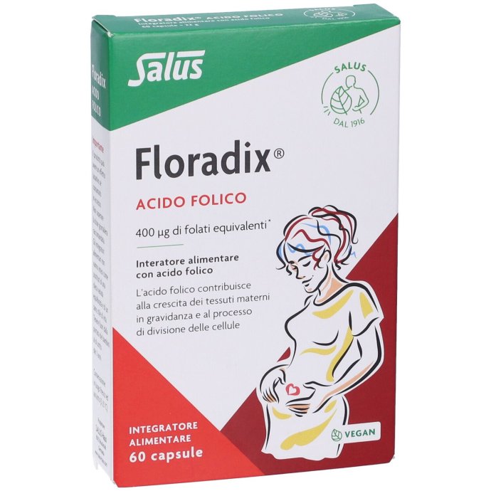 Floradix Acido Folico, Salus, Integratore 60 Capsule, Acido Folico per Gravidanza e Benessere Floradix Acido Folico, Salus, Integratore 60 Capsule, Acido Folico per Gravidanza e Benessere