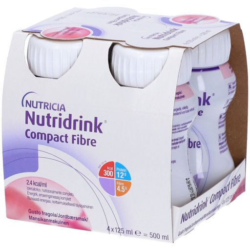 Nutridrink Compact Fibre Fragola - Integratore Nutrizionale - 125ml (4 Pezzi)