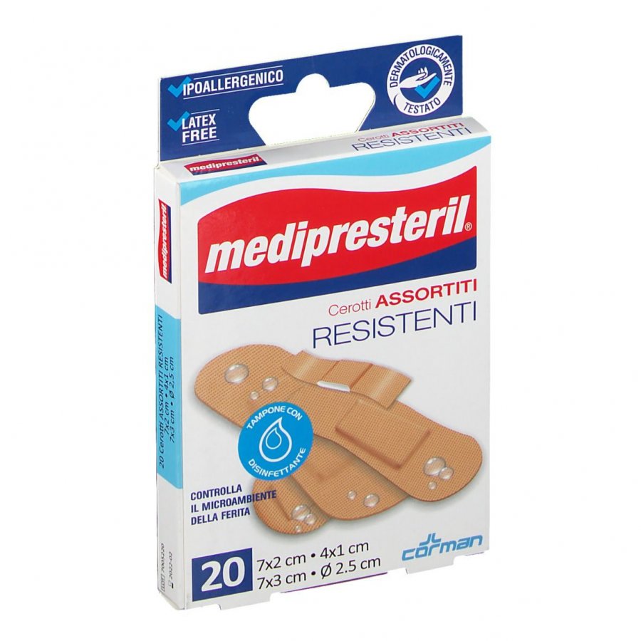 Medipresteril Cerotti Resistenti Assortiti - 4 Formati, Confezione da 20 Pezzi