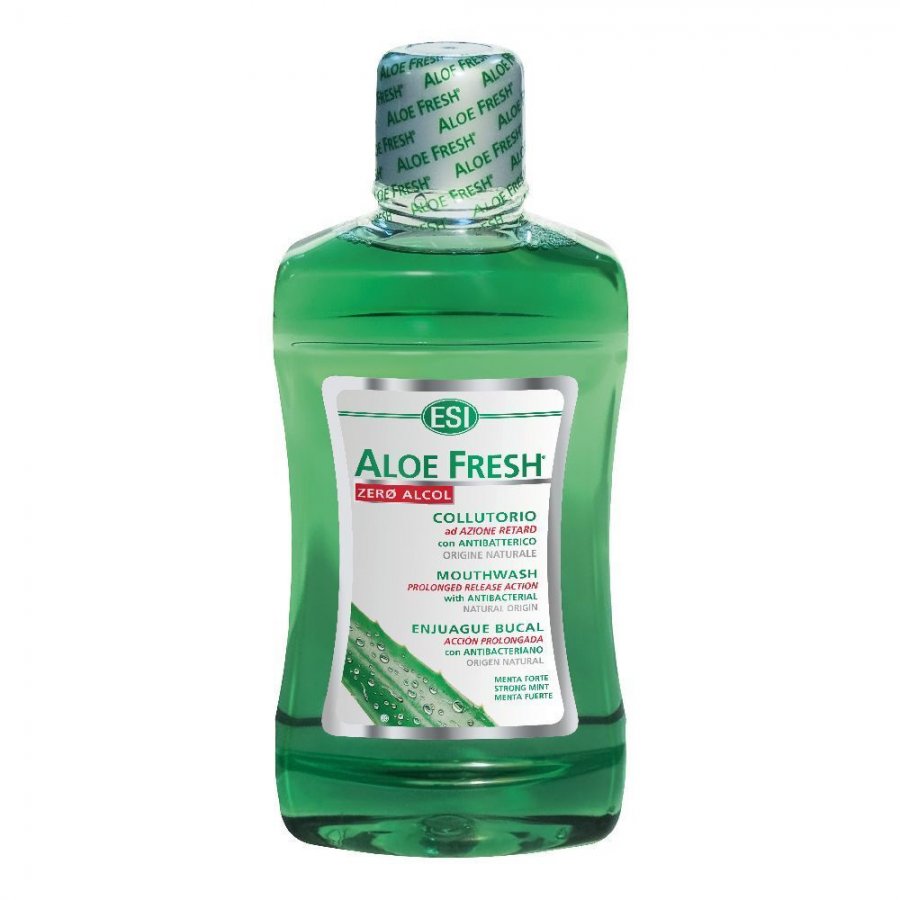 ESI Aloe Fresh Collutorio Antibatterico Senza Alcol, Gusto Menta Forte, 500ml, Protezione Gengive, Alito Fresco