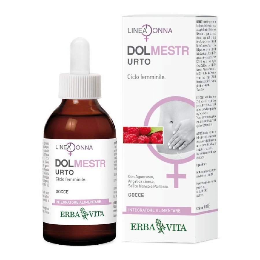 Dol Mestr Urto Gocce, Integratore Ciclo Mestruale, Erba Vita, 50ml, Agnocasto, Angelica Cinese, Salice Bianco