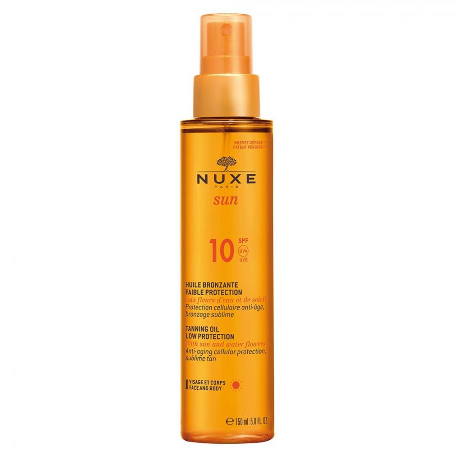 Nuxe - Olio Solare Abbronzante Viso e Corpo SPF10 150ml - Protezione Cellulare Anti-età