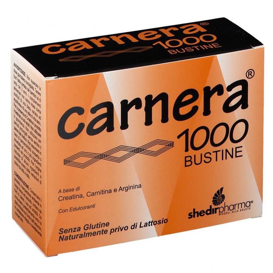 Shedir Pharma Carnera 1000, Integratore Alimentare, 18 Bustine, Creatina, Carnitina, Arginina, Supporto Energetico