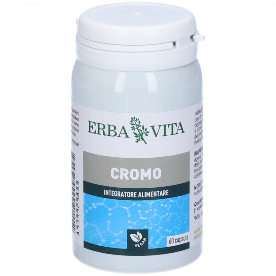 Cromo Erba Vita 60 Capsule - Metabolismo Macronutrienti e Glucosio