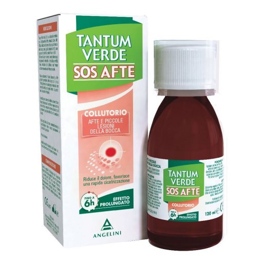 Tantum Verde SOS Afte Collutorio 120 ml - Trattamento e Prevenzione per Afte e Lesioni Orale