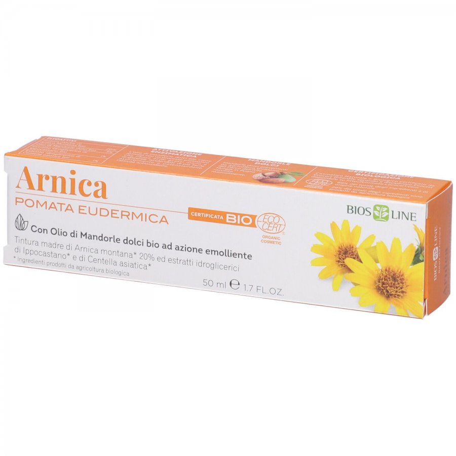 Biosline Arnica Pomata Eudermica Bio 50ml - Pomata Lenitiva per Muscoli e Contusioni con Arnica e Olio di Mandorle