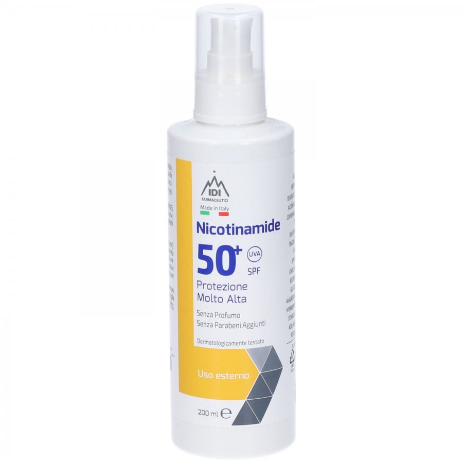 Nicotinamide SPF 50+, Crema Solare Alta Protezione, 200ml, Protezione Solare UVA/UVB, Niacinamide, Idratante e Anti-invecchiamento