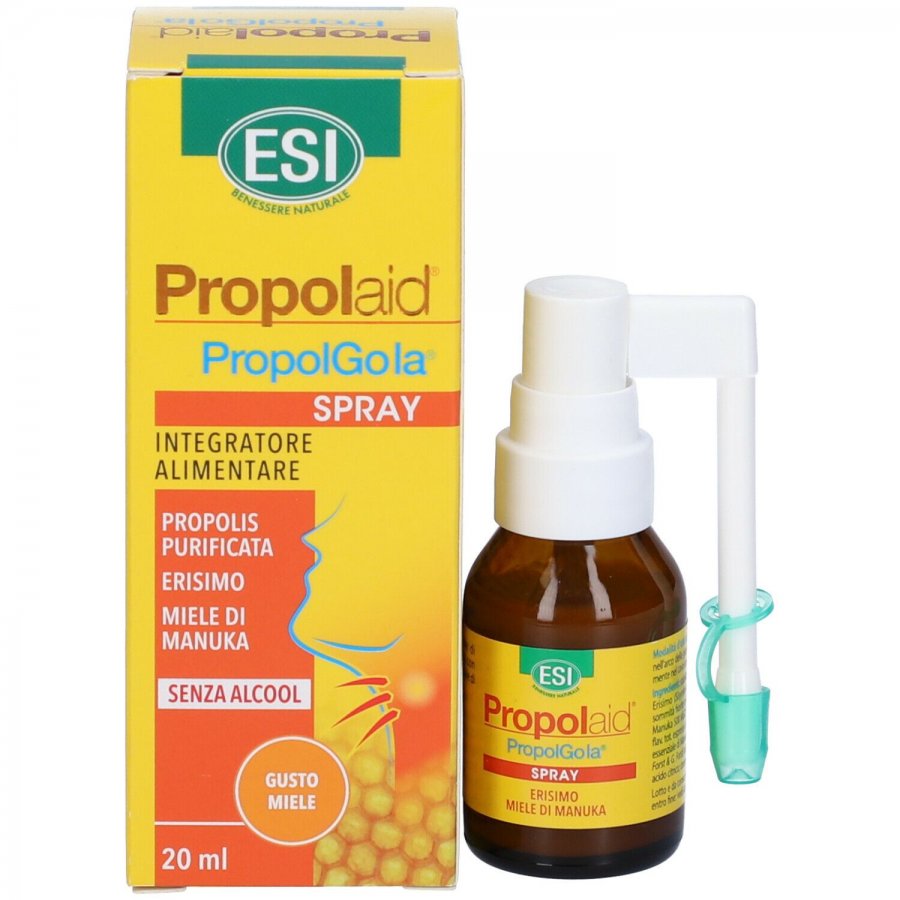 ESI Propolaid PropolGola Spray 20ml – Integratore per Gola con Propoli e Miele di Manuka, Gusto Miele, Senza Glutine e Lattosio