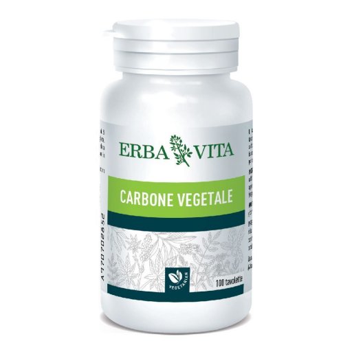 Erba Vita Carbone Vegetale, Integratore Digestivo per Flatulenza e Gas Intestinali, 100 Tavolette
