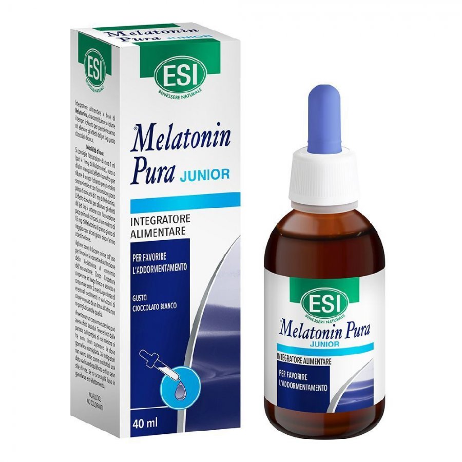 ESI Melatonin Pura Junior - Gocce per il Sonno dei Bambini, 40ml, Senza Alcol