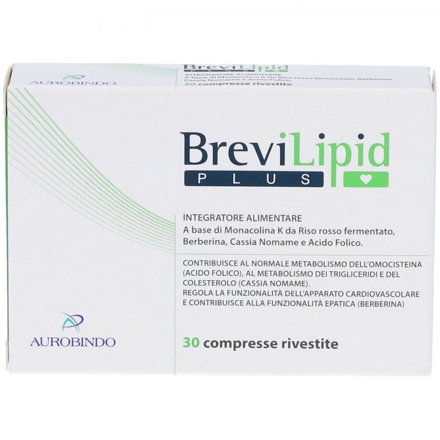 Aurobindo Pharma Brevilipid Plus - Integratore per il Controllo del Colesterolo, 30 Compresse
