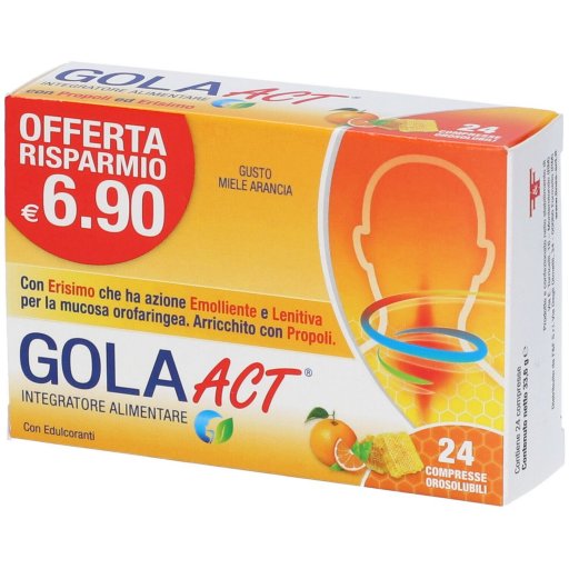 Gola Act Integratore Alimentare 24 Compresse Gusto Miele e Arancia – Sollievo e Tono della Voce