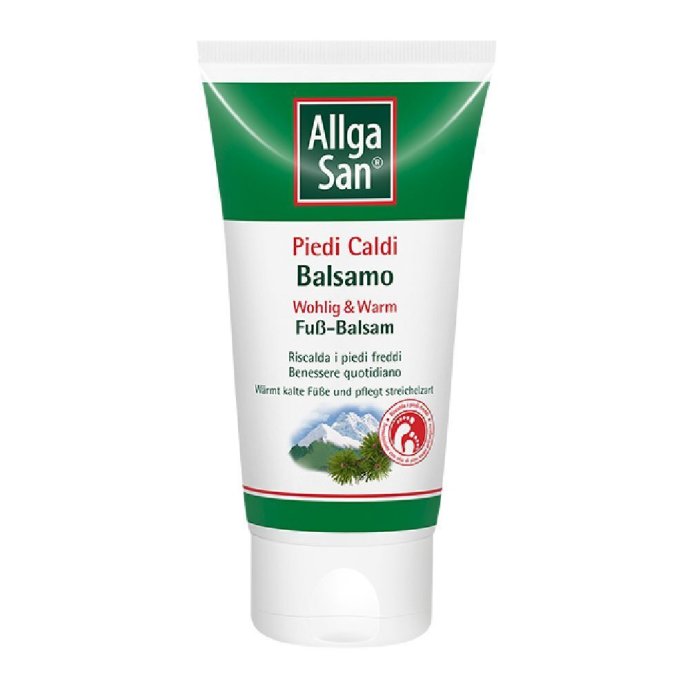 AllgaSan Balsamo Piedi Caldi, Balsamo Riscaldante per Piedi Freddi, 75 ml, Olio di Pino Mugo e Zenzero