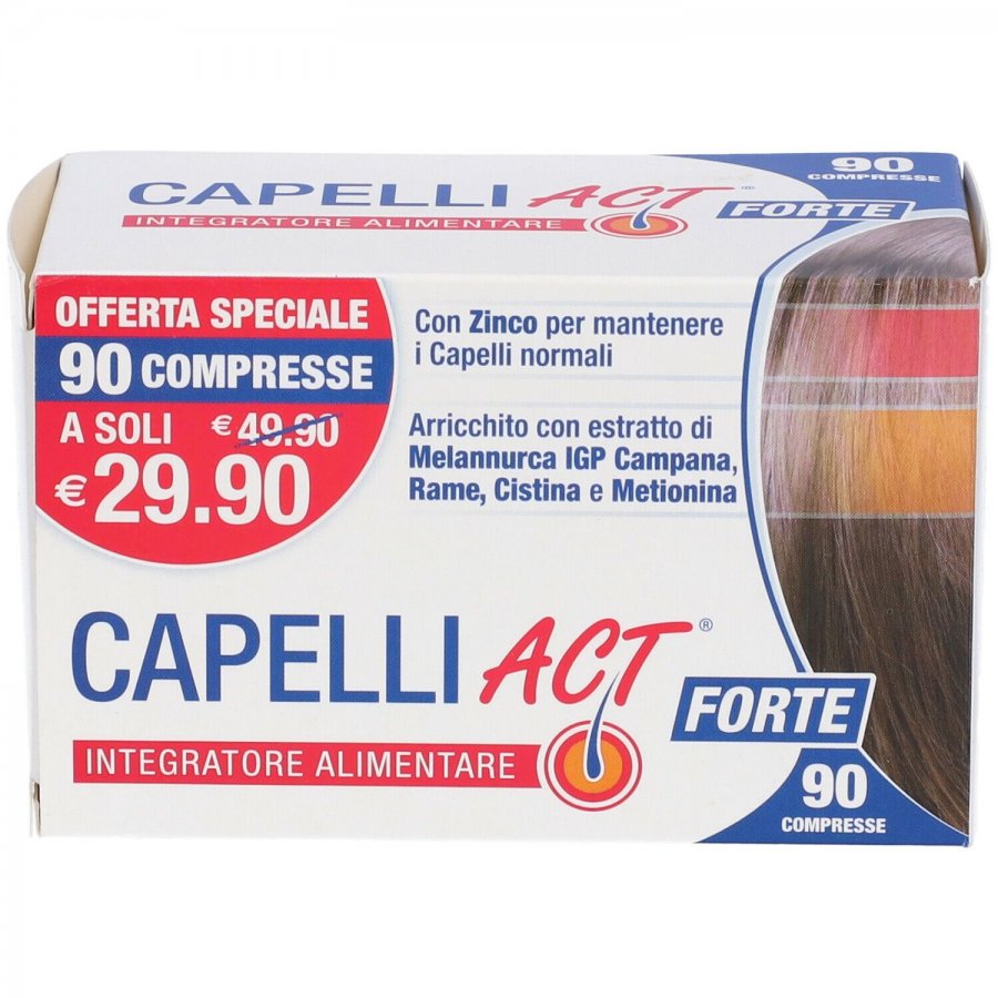 Capelli Act Forte, Integratore Alimentare per Capelli Sani, 90 Compresse, Linea ACT