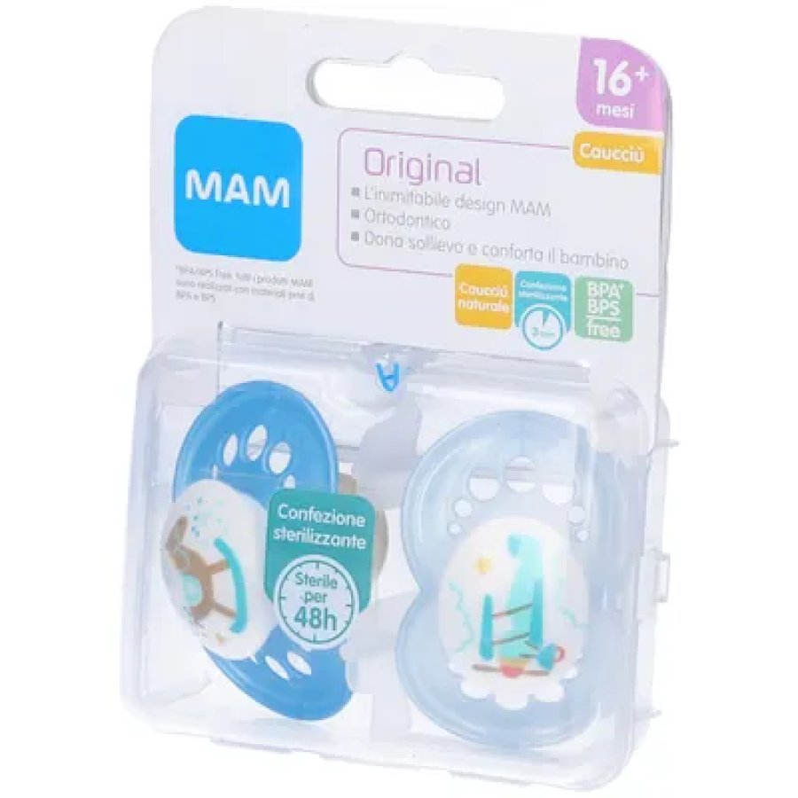 MAM Succhietti Originali Caucciù Azzurri 16+ Mesi 18 Pezzi 