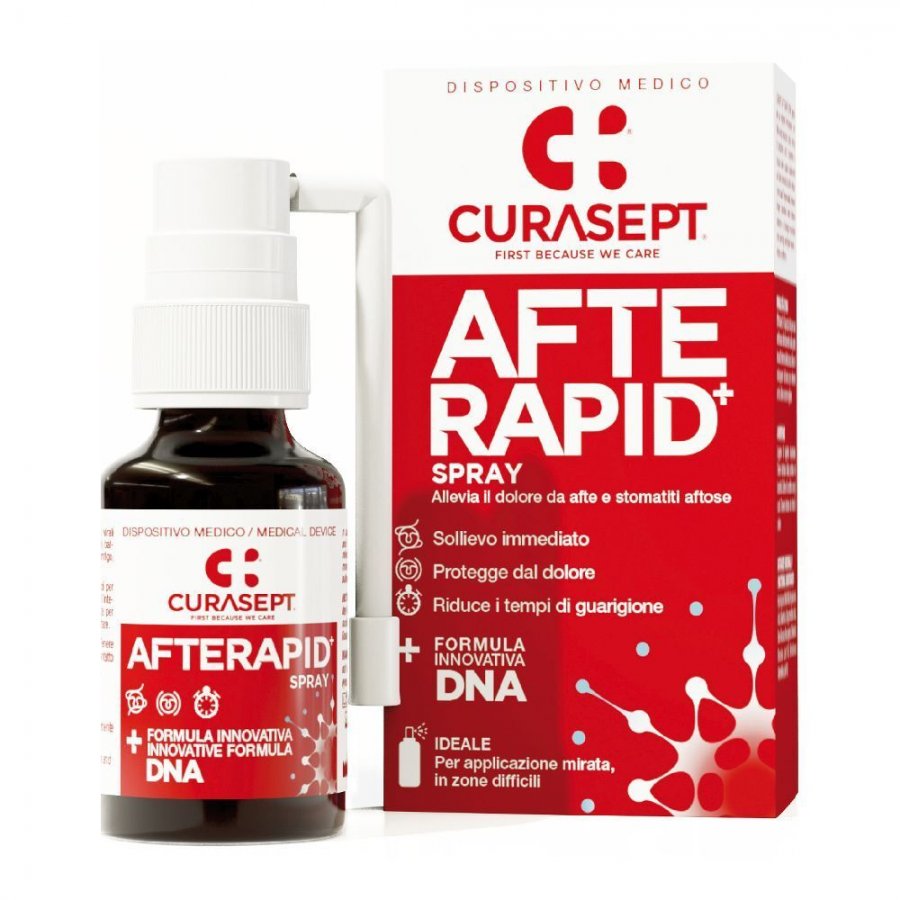 AFTERAPID+ Spray Curasept, 15ml, Sollievo Immediato per Afte e Stomatiti Aftose