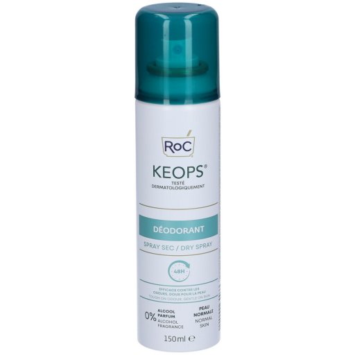 RoC KEOPS Deodorante Spray Secco 48H Senza Alcool e Senza Profumo, 150ml - Protezione Lunga Durata per Pelle Sensibile