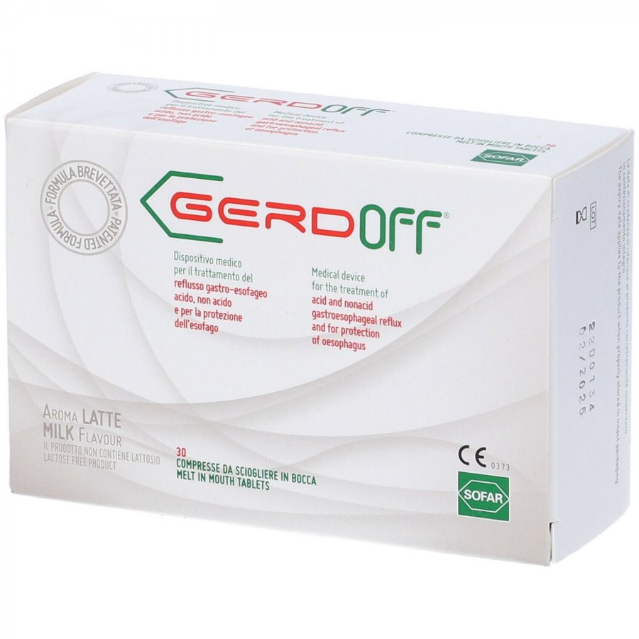 Sofar Gerdoff Bruciore e Reflusso, 30 Compresse, Aroma Latte – Sollievo Reflusso e Iperacidità, Senza Glutine