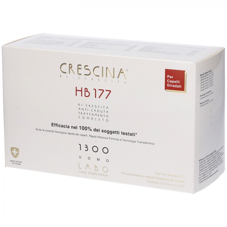 Labo Crescina Ri-Crescita HB 177 e Anti-Caduta Formula 1300 Uomo, 10 fiale, Trattamento Anti-Caduta